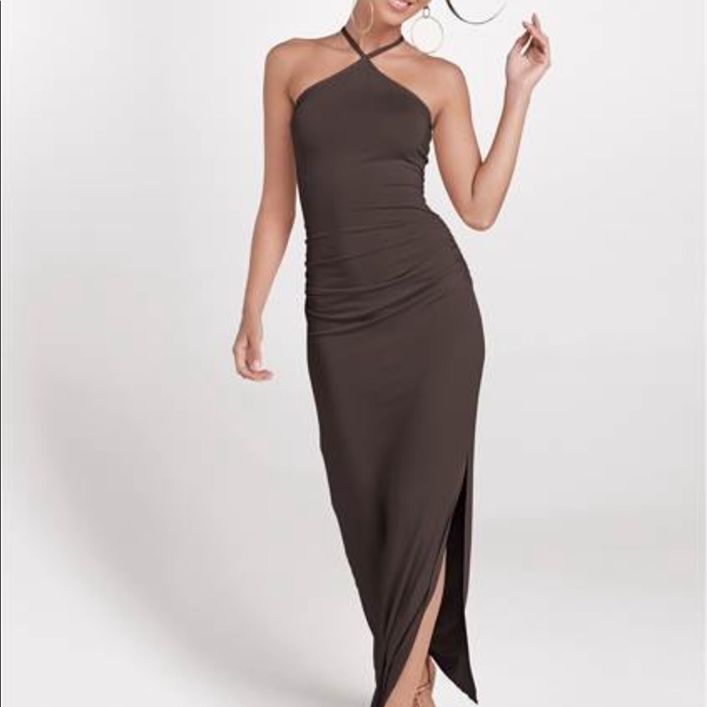 NWOT Venus brown halter maxi dress